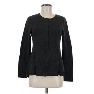 Eileen Fisher Merino Wool Peplum Jacket Minimalist Zip Front Sweater Size Small